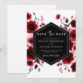 Stilvolle Romance Crimson Red Wedding Save The Date (Vorne/Hinten)