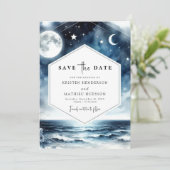 Stilvolle romantische Moonlit-Hochzeit Save The Date (Stehend Vorderseite)