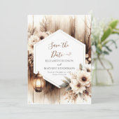 Stilvolle romantische Rustikale Hochzeit Save The Date (Stehend Vorderseite)