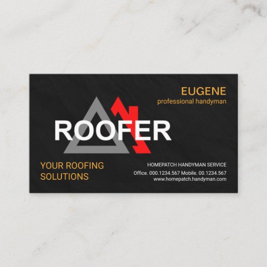 Stilvolle Roofer Signage Granite Textur Dachdeckun Visitenkarte (Vorderseite)