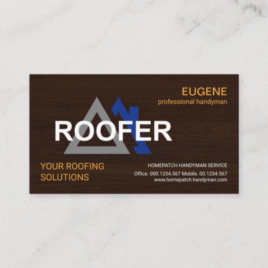 Stilvolle Roofer Signage Holztextur Dachdeckung Visitenkarte (Vorderseite)