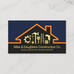Stilvolle Rooftop Gold Handyman Tools Visitenkarte