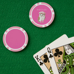 Stilvolle rosa Barett braun weiße Eule Be Seeing Y Pokerchips