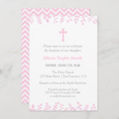 Stilvolle Rosa Blätter Cross-Taufe Einladungen (Vorne/Hinten)