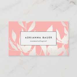 Stilvolle Rosa Blätter Muster Schönheitssalon Well Visitenkarte