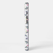 Stilvolle rosa Blume Blauer Schmetterling Elegante iPhone Hülle (Linke Seite)