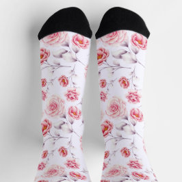 Stilvolle rosa Blume Chic Pattern farbenfroh Socken