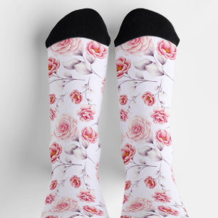 Stilvolle rosa Blume Chic Pattern farbenfroh Socken