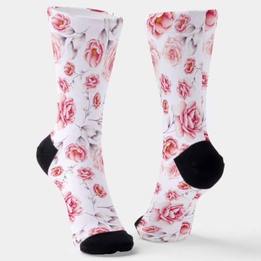 Stilvolle rosa Blume Chic Pattern farbenfroh Socken (Gewinkelt)