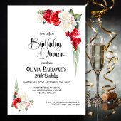 Stilvolle Rosa Blume Geburtstag Abendessen Einladung