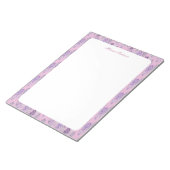 Stilvolle rosa Blumenrand personalisierter Name Notizblock (angewinkelt)