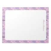 Stilvolle rosa Blumenrand personalisierter Name Notizblock (Vorderseite)