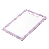 Stilvolle rosa Blumenrand personalisierter Name Notizblock (angewinkelt)