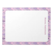 Stilvolle rosa Blumenrand personalisierter Name Notizblock (Vorderseite)