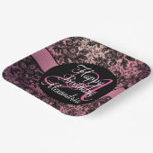 Stilvolle Rosa Blush Black Floral Monogram Birthda Pappteller (Gewinkelt)
