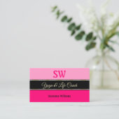 Stilvolle rosa Borders auf Black mit Monogram Foto Visitenkarte (Stehend Vorderseite)