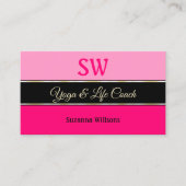 Stilvolle rosa Borders auf Black mit Monogram Foto Visitenkarte (Vorderseite)