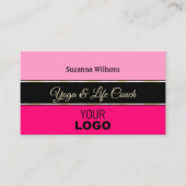 Stilvolle rosa Borders on Black mit Logo und Foto Visitenkarte (Vorderseite)