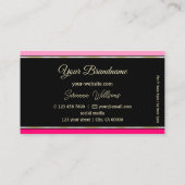 Stilvolle rosa Borders on Black Modern mit Logo Visitenkarte (Rückseite)