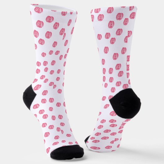 Stilvolle rosa BOtanische Blume Socken (Gewinkelt)