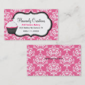 Stilvolle rosa Damast-Bäckerei-Visitenkarte Visitenkarte (Vorne/Hinten)