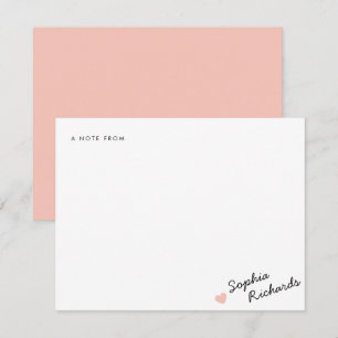 Stilvolle rosa feminine Herz-Korrespondenz Mitteilungskarte