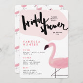 Stilvolle Rosa Flamingo Bridal Dusche Einladung (Vorne/Hinten)