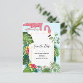 Stilvolle rosa Flamingo Tropical ThemeSpeichern Si Einladungspostkarte (Stehend Vorderseite)