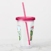 Stilvolle rosa Flamingo- und tropische Blätter Acryltrinkbecher (Links)