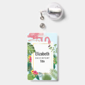 Stilvolle rosa Flamingo- und tropische Blätter Ausweis (Rückseite mit Ausziehbar)