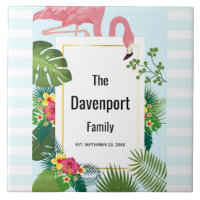 Stilvolle rosa Flamingo- und tropische Blätter