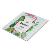 Stilvolle rosa Flamingo- und tropische Blätter Fliese (Seite)