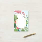 Stilvolle rosa Flamingo- und tropische Blätter Post-it Klebezettel (Auf Schreibtisch)