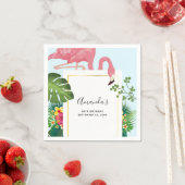 Stilvolle rosa Flamingo- und tropische Blätter Serviette (Beispiel)