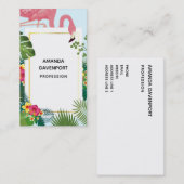 Stilvolle rosa Flamingo- und tropische Blätter Visitenkarte (Vorne/Hinten)