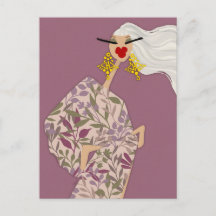 Stilvolle rosa Glamour-Modekunst-Postkarte