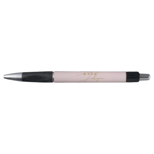 Stilvolle rosa Gold Signature Script Monogram Kugelschreiber (Vorderseite)