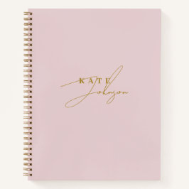 Stilvolle rosa Gold Signature Script Monogram Notizblock