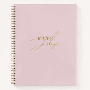 Stilvolle rosa Gold Signature Script Monogram Notizblock