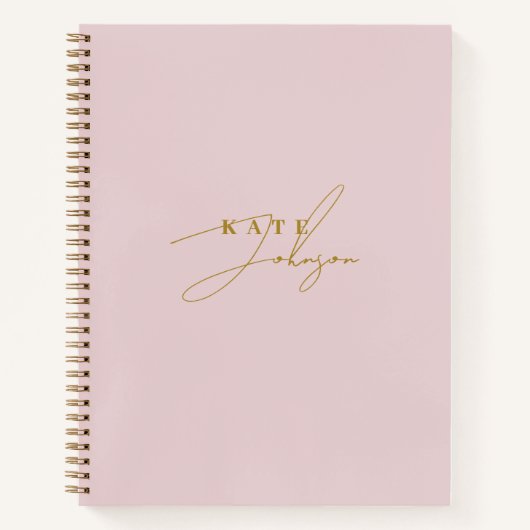 Stilvolle rosa Gold Signature Script Monogram Notizblock (Vorderseite)