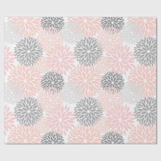 Stilvolle, rosa graue Blume Geschenkpapier (Flach)
