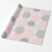Stilvolle, rosa graue Blume Geschenkpapier (Ungerollt)