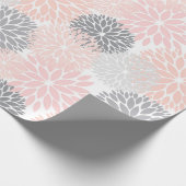 Stilvolle, rosa graue Blume Geschenkpapier (Ecke)