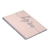 Stilvolle Rosa, graue Kalligraphie Name Notizblock (Rechte Seite)
