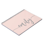 Stilvolle Rosa, graue Kalligraphie Name Notizblock (Linke Seite)