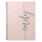 Stilvolle Rosa, graue Kalligraphie Name Notizblock (Vorderseite)