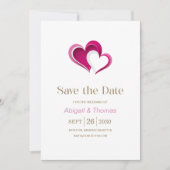 Stilvolle rosa Herzen Hochzeit Save The Date (Vorderseite)