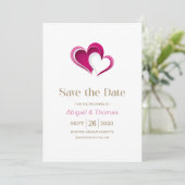Stilvolle rosa Herzen Hochzeit Save The Date (Stehend Vorderseite)