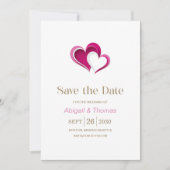 Stilvolle rosa Herzen Hochzeit Save The Date (Vorderseite)