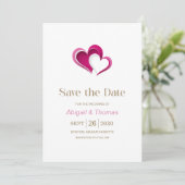 Stilvolle rosa Herzen Hochzeit Save The Date (Stehend Vorderseite)